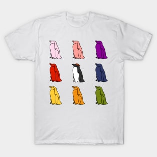 Nine Colorful Penguins T-Shirt